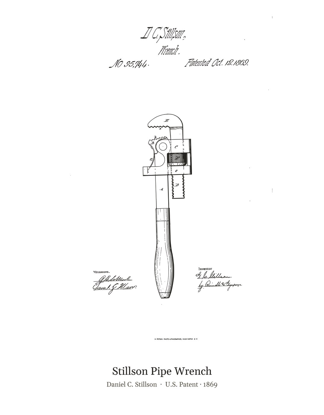 Stillson Pipe Wrench patent art print