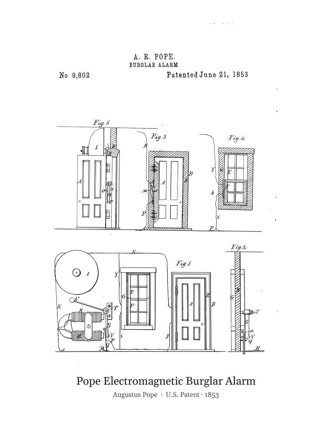 Pope Electromagnetic Burglar Alarm patent art print