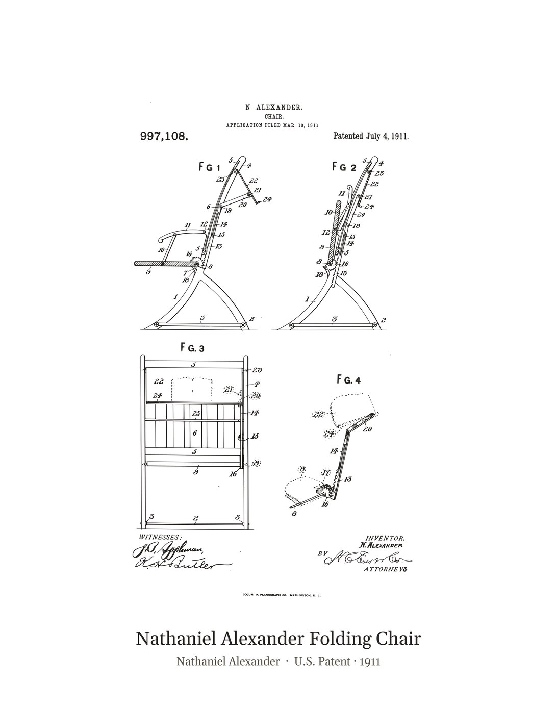 Nathaniel Alexander Folding Chair patent art print