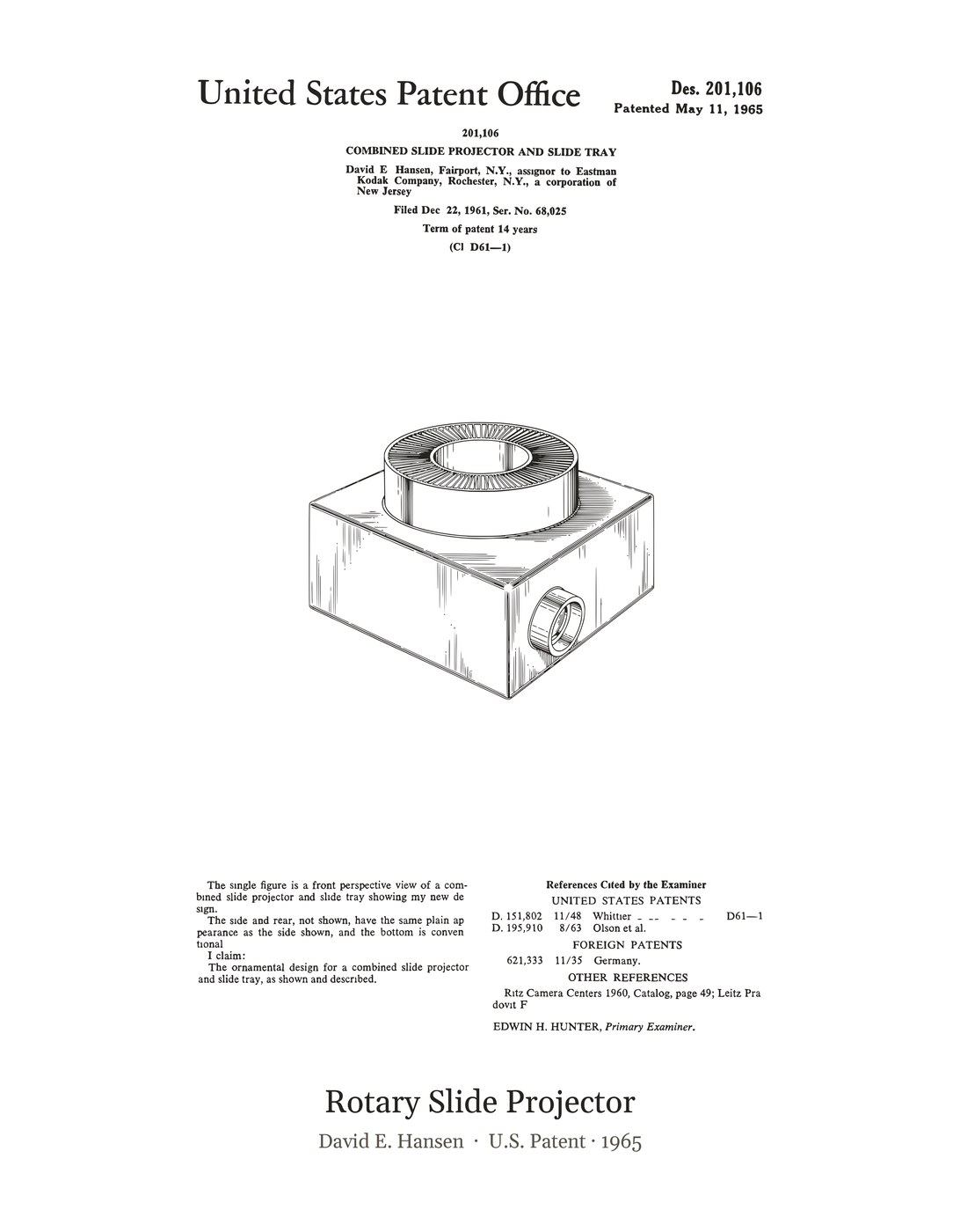 Rotary Slide Projector patent art print
