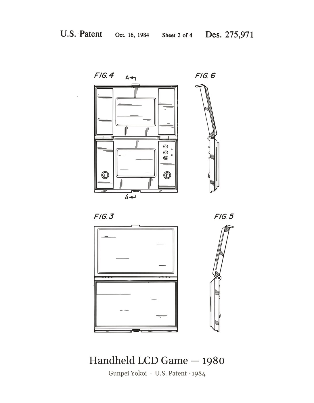 Handheld LCD Game — 1980 patent art print