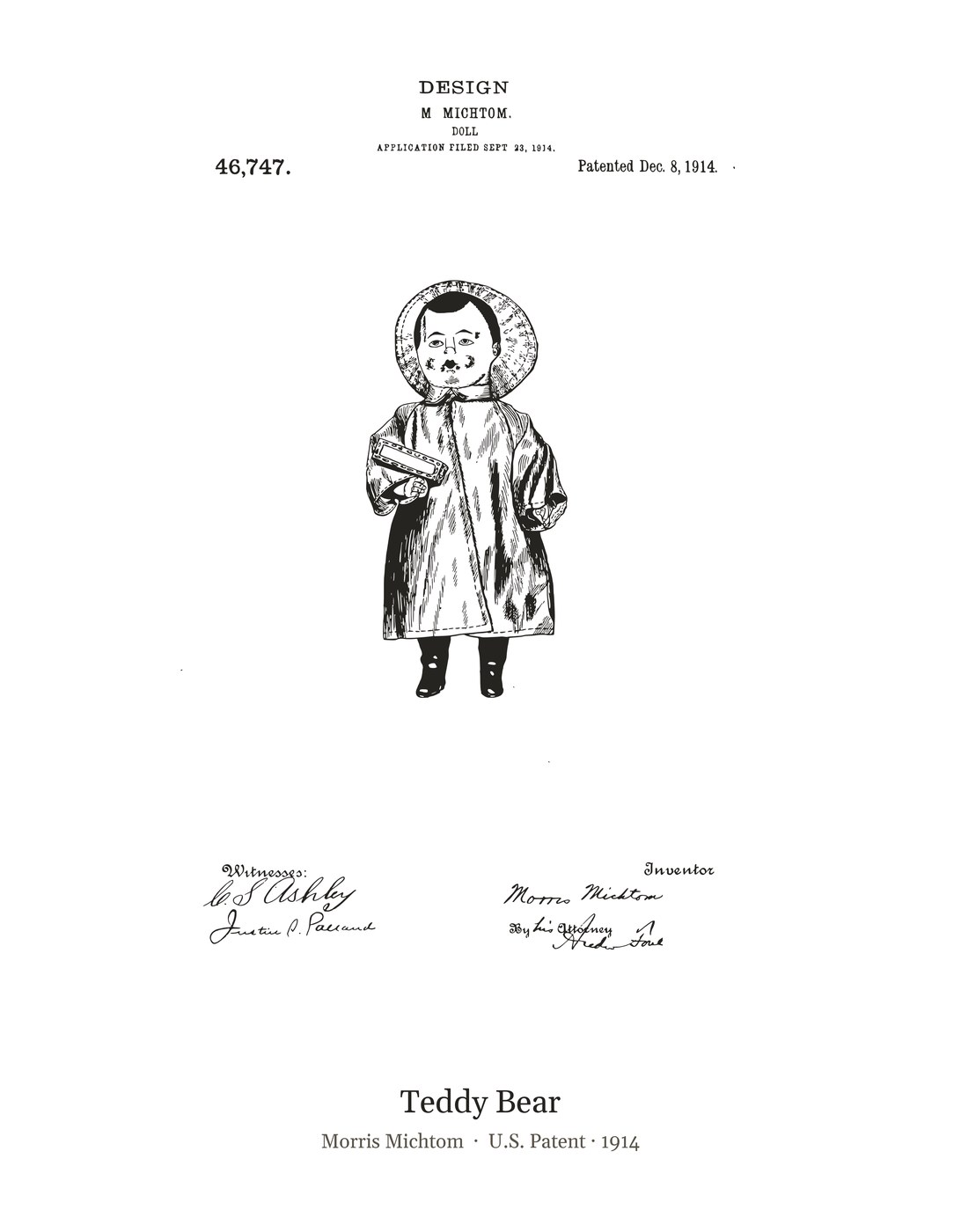 Teddy Bear patent art print
