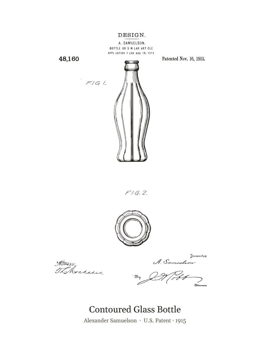 Contoured Glass Bottle patent art print